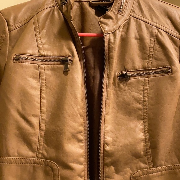 tan leather look jacket